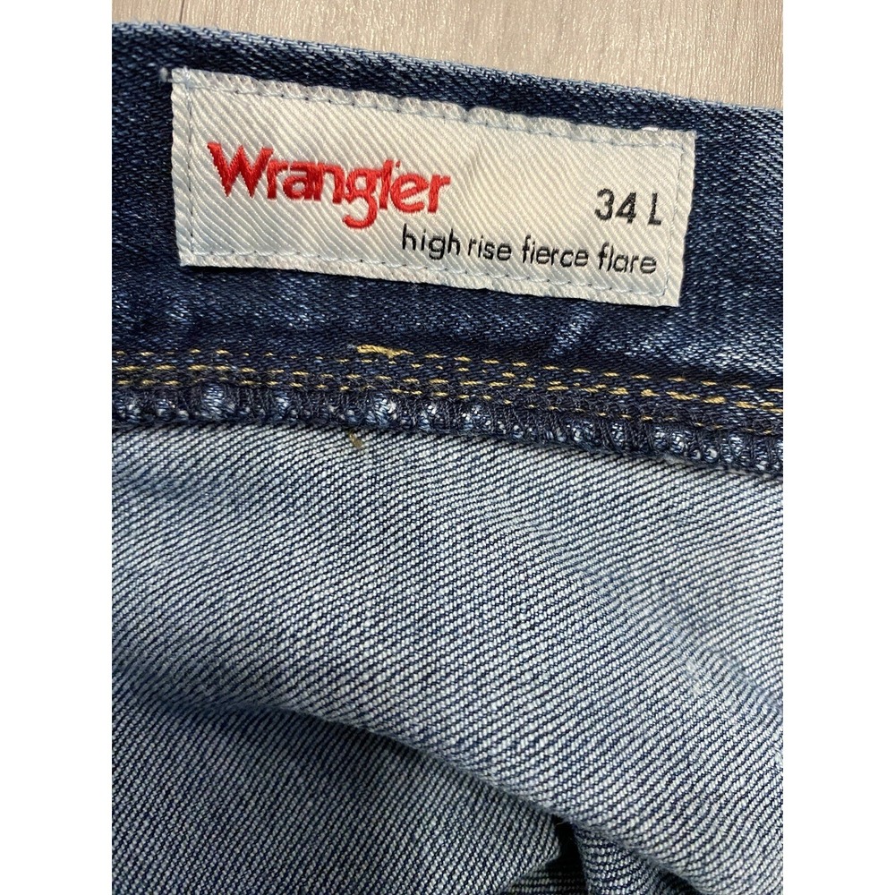 Women's Wrangler Deep Sea High Rise Fierce Flare Jeans Wide Size 8x34 34L 29x33 - Picture 6 of 10